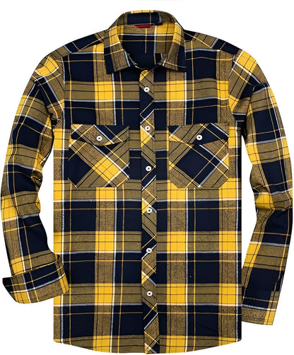 Icone™ CheckeredLongsleeves: Klassisk Avslappet Knapp Ned Rutete Langermet