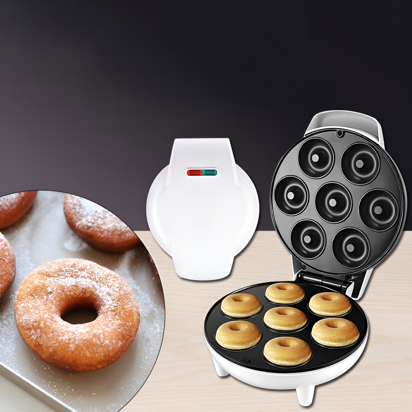 Globetrek° DonutMaker: Professionel Non-Stick Dobbelt-Side Opvarmning Donut Maker