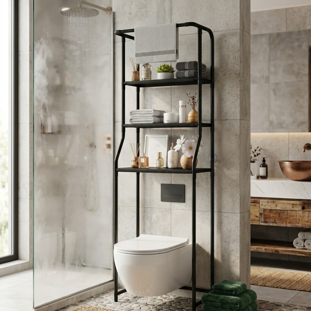 GlideHold® BathroomShelf: Stilfuld Minimalistisk 3-Niveau Badeværelseshylde
