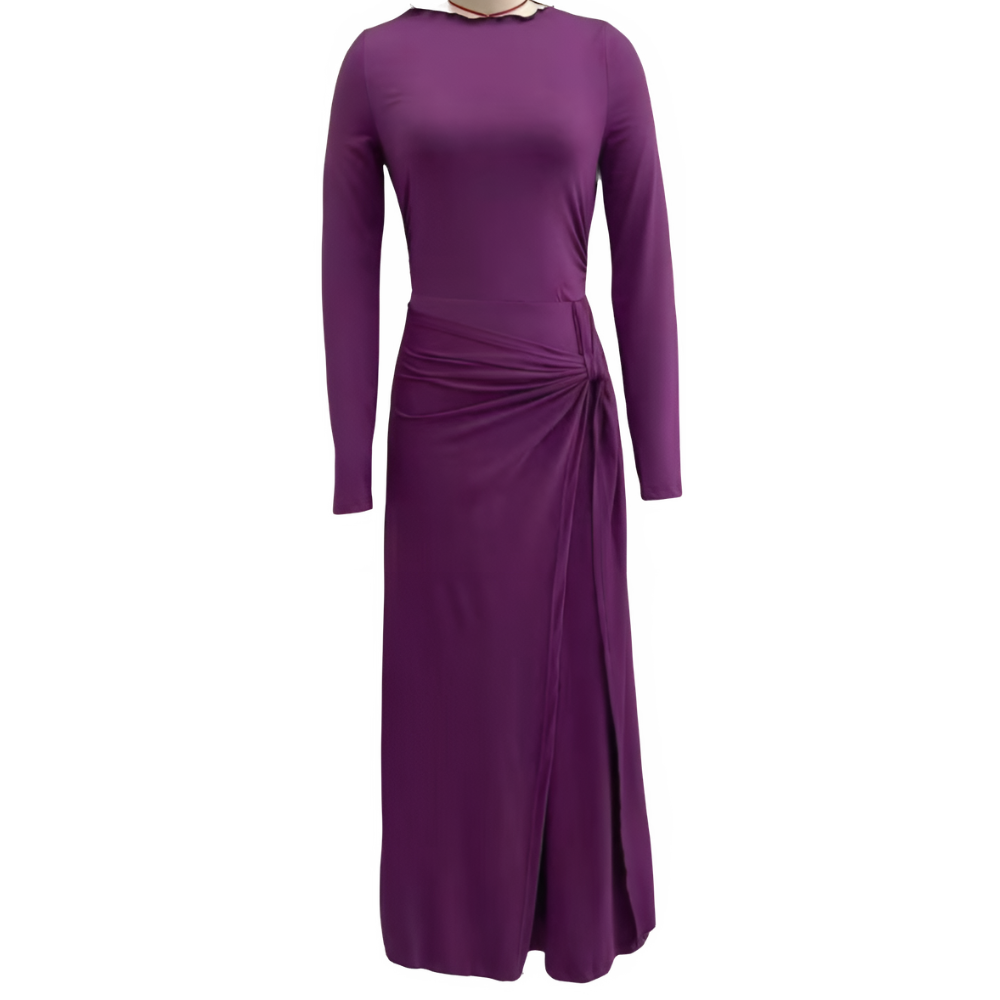 Icone™ MaxiDress: Side-Knude Slå-Om Slank-Pasform Premium Lang Maxi Kjole