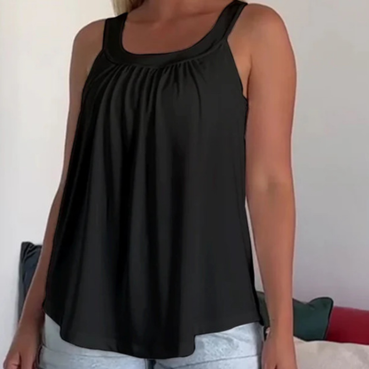 Icone™ SleevelessTop: Stilfuld Sommer Enkel Plisseret Tank Uden Ærmer Top