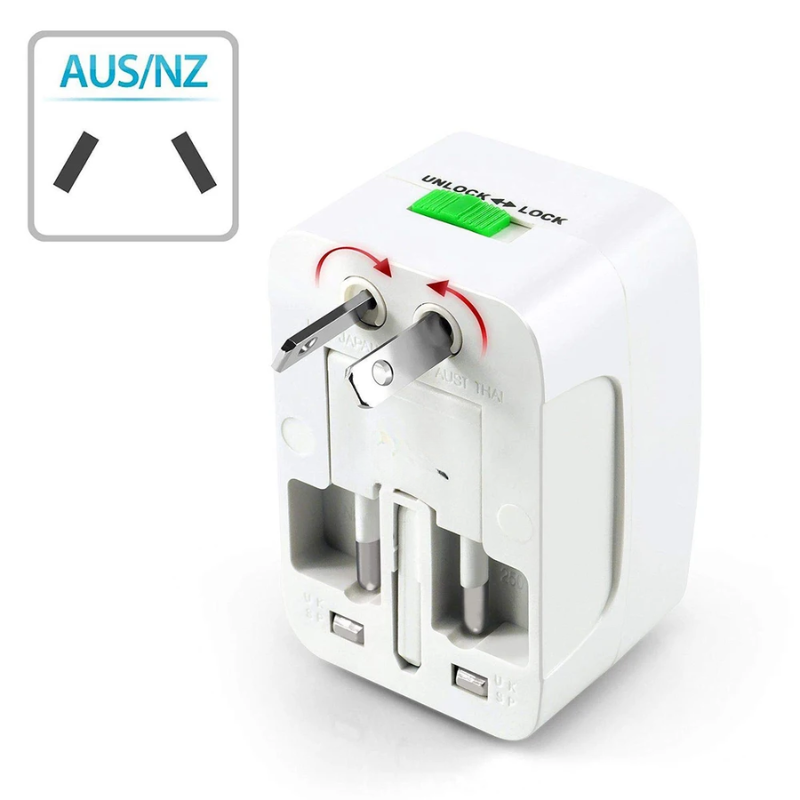 UniversalAdapter 1+1 GRATIS: Universal Dual Ports Rejse Kompakt Adapter