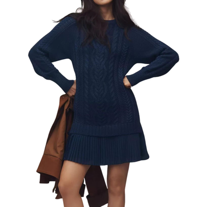 Icone™ KnittedDress: Hyggeligt Mini Langærmet Strikket Kjole