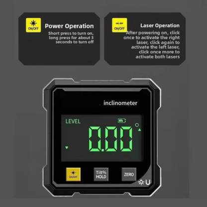 Globetrek° DigitalInclinometer: Digital Magnetisk Side Laser Hellingsmåler