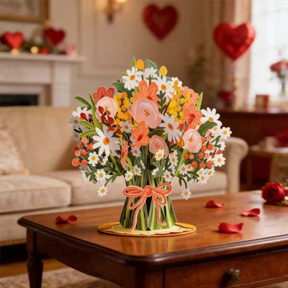 FlowerCard 1+1 GRATIS - 3D Pop Up Blomster Bouquet Special Hilsen Kort