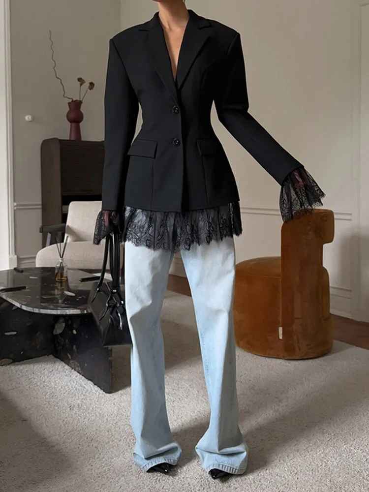 Icone™ LuxuryBlazer: Kvinners Blonde Dobbelt-revers Luksusblazer