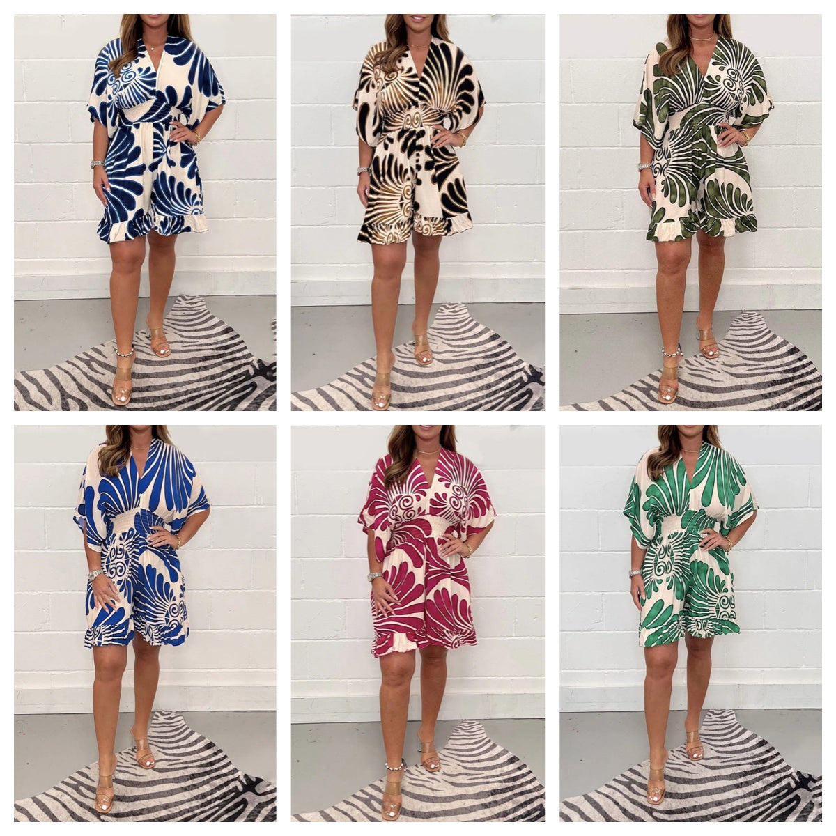 Icone™ ShortJumpsuit: Avslappet Trykt Kort Jumpsuit