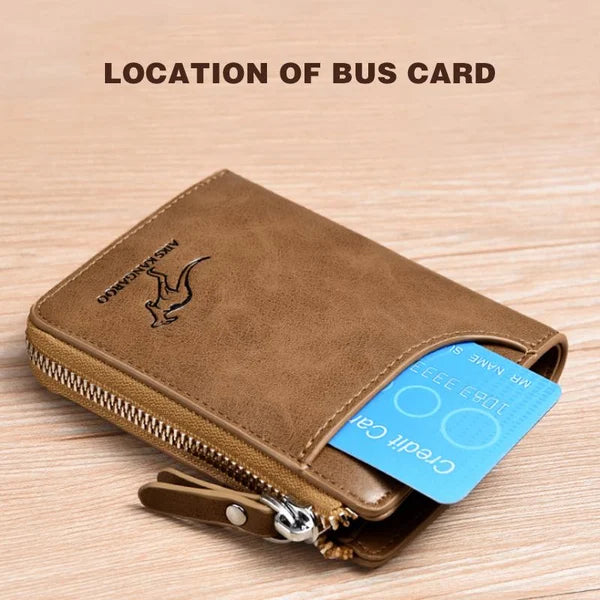 Icone™ ZippyWallet: Herre Glidelås Skinnlommebok Med RFID-beskyttelse