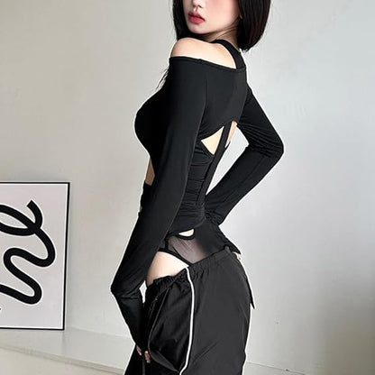 Icone™ MeshBodysuit: Dame Hull-ut Langermet Mesh Bodysuit
