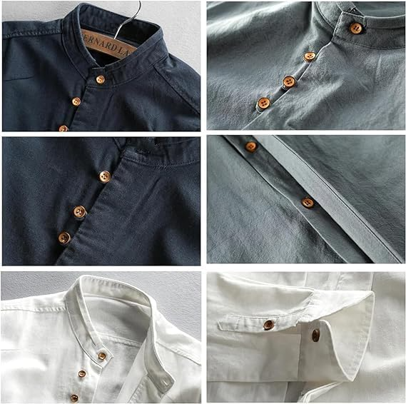 Icone™ CollarlessLongsleeves: Herre Japansk Stil Pustende Krageløs Langermet