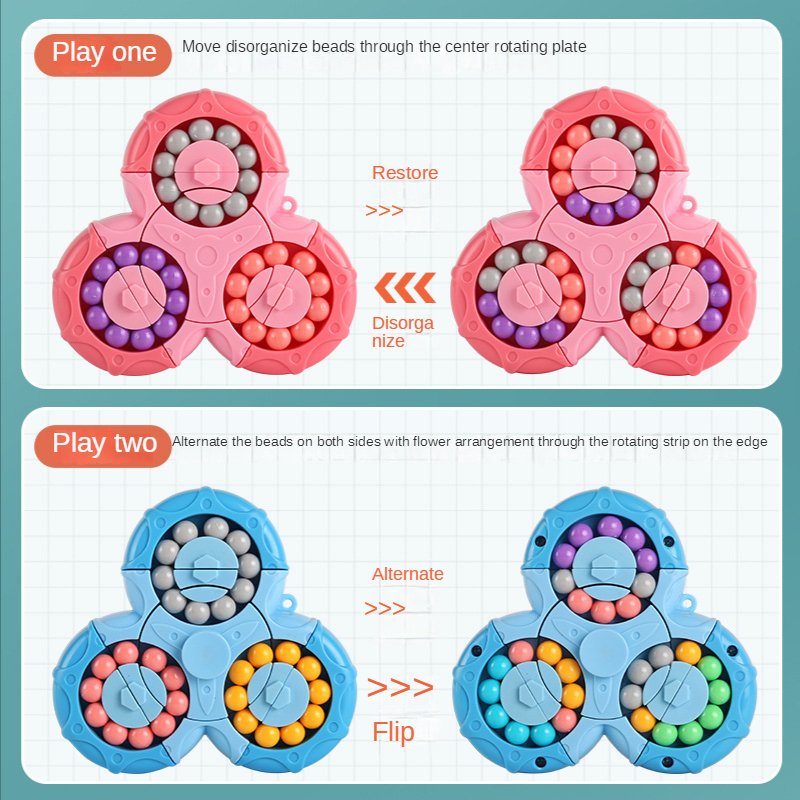 Kletshuts™ SensoryToy - 2 i 1 Rubiks terning / Magisk Bønne Gyro Fidget Spinner