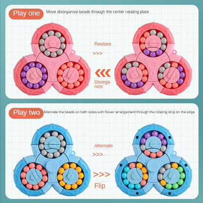 Kletshuts™ SensoryToy - 2 i 1 Rubiks terning / Magisk Bønne Gyro Fidget Spinner