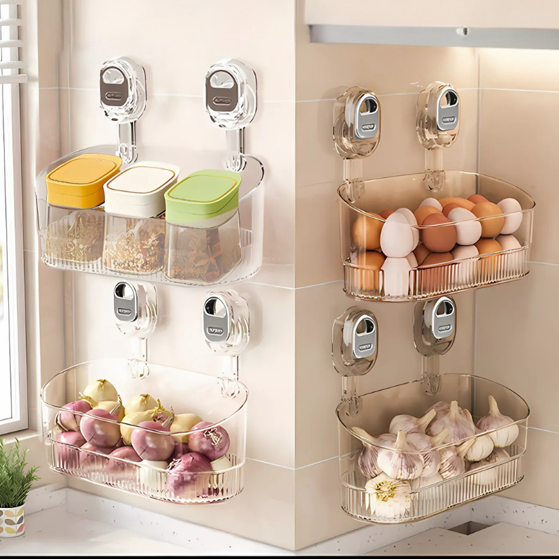 GlideHold® OrganizerRack: Organizer Oppbevaringshylle Med Vanndrenshull