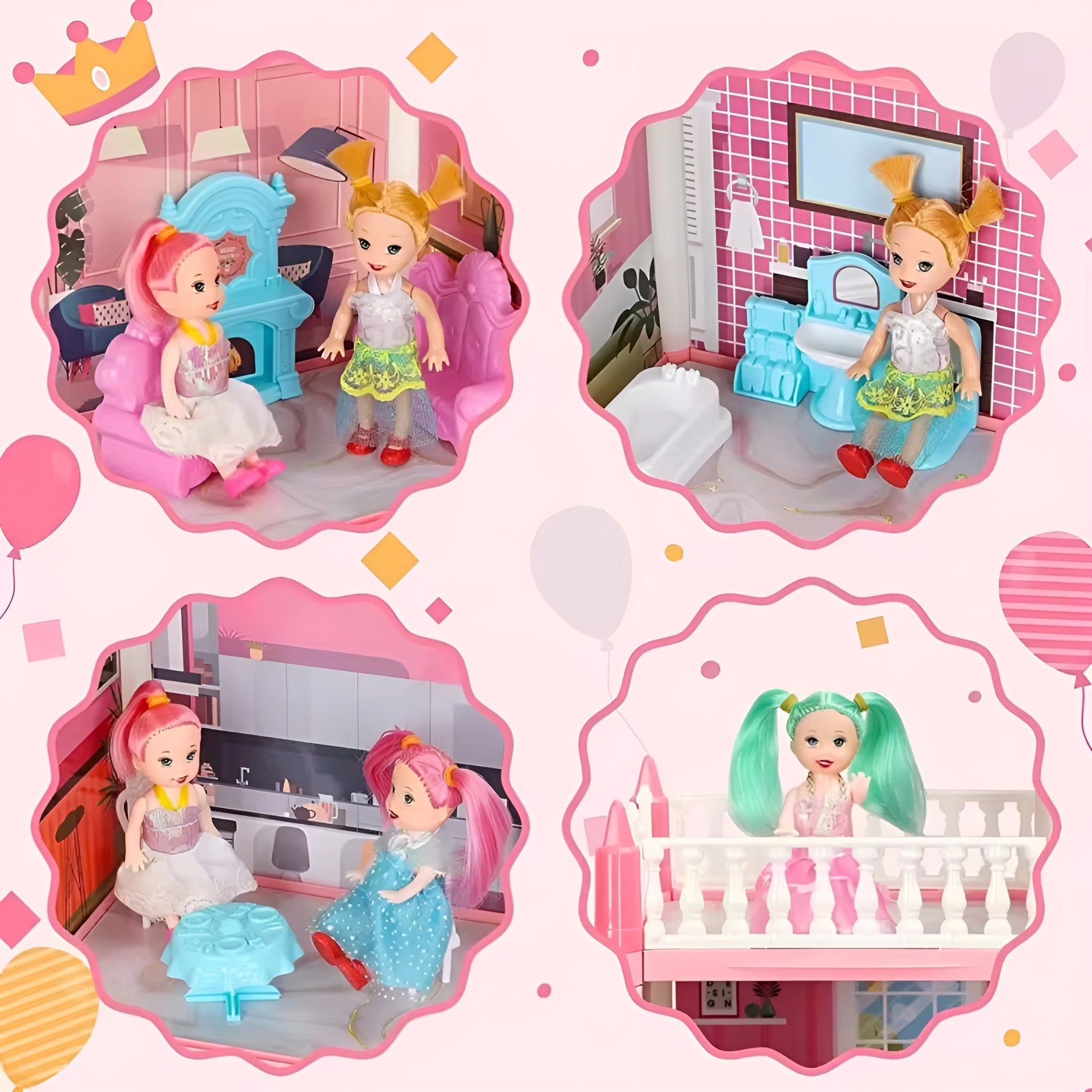 Kletshuts™ MiniMansion: Prinsesse Drømmeslott DIY Dukkehus Mini Palass Lekesett