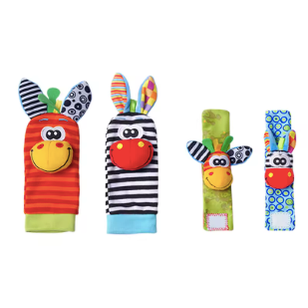 Kletshuts™ RattleToy 1+1 GRATIS: Myke Dyre Baby Håndledd Og Fot Sokker Rangle Leketøy Sett