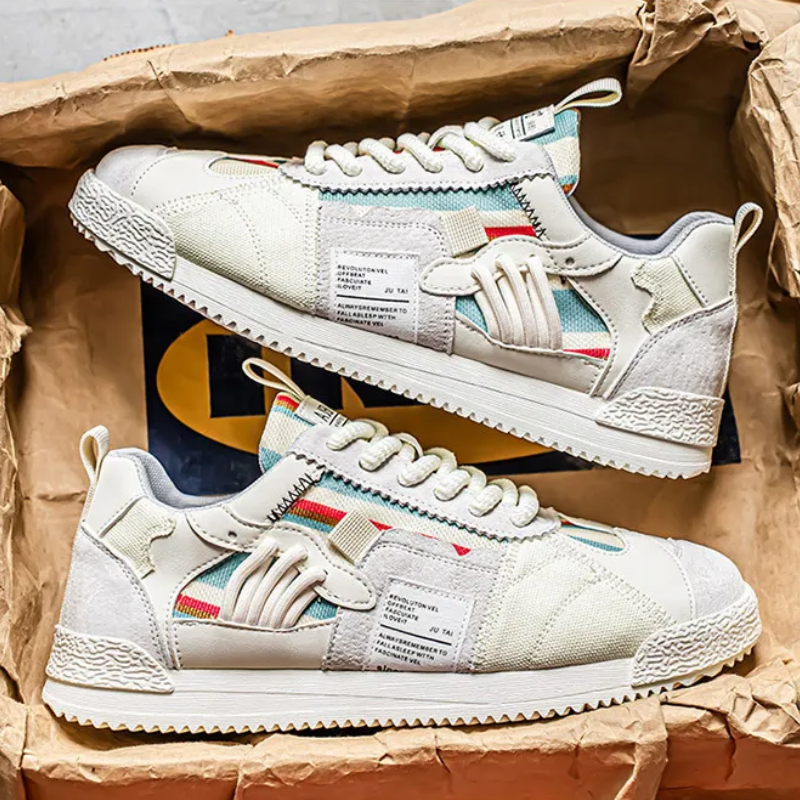 Happy™ PatchworkShoes: Mænd Stilfulde Streetwear Patchwork Sko