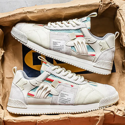 Happy™ PatchworkShoes: Mænd Stilfulde Streetwear Patchwork Sko