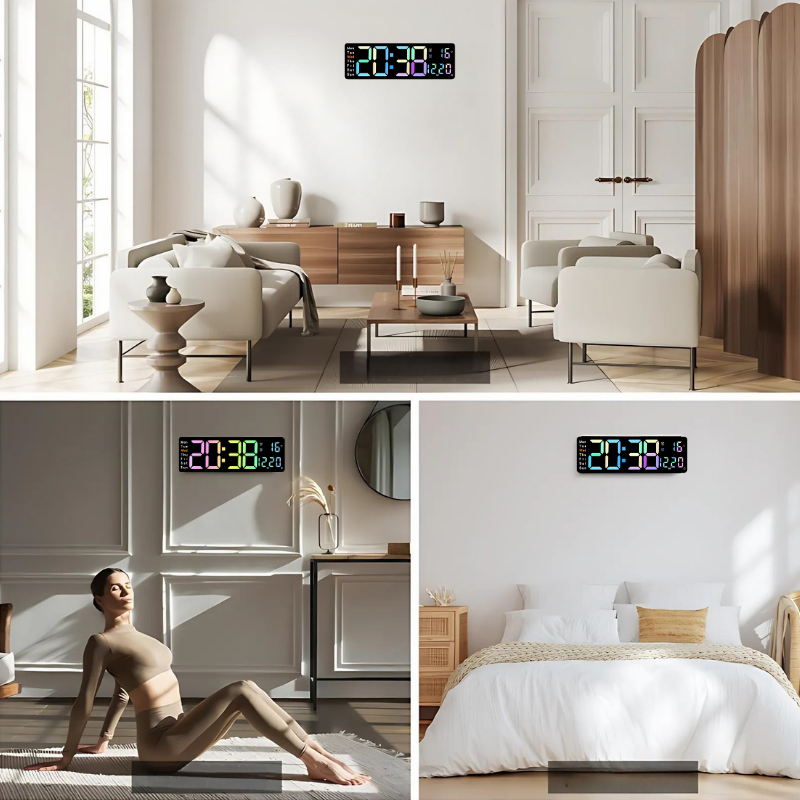 Globetrek° DigitalClock: Stor LED-skjerm Display Digital Klokke