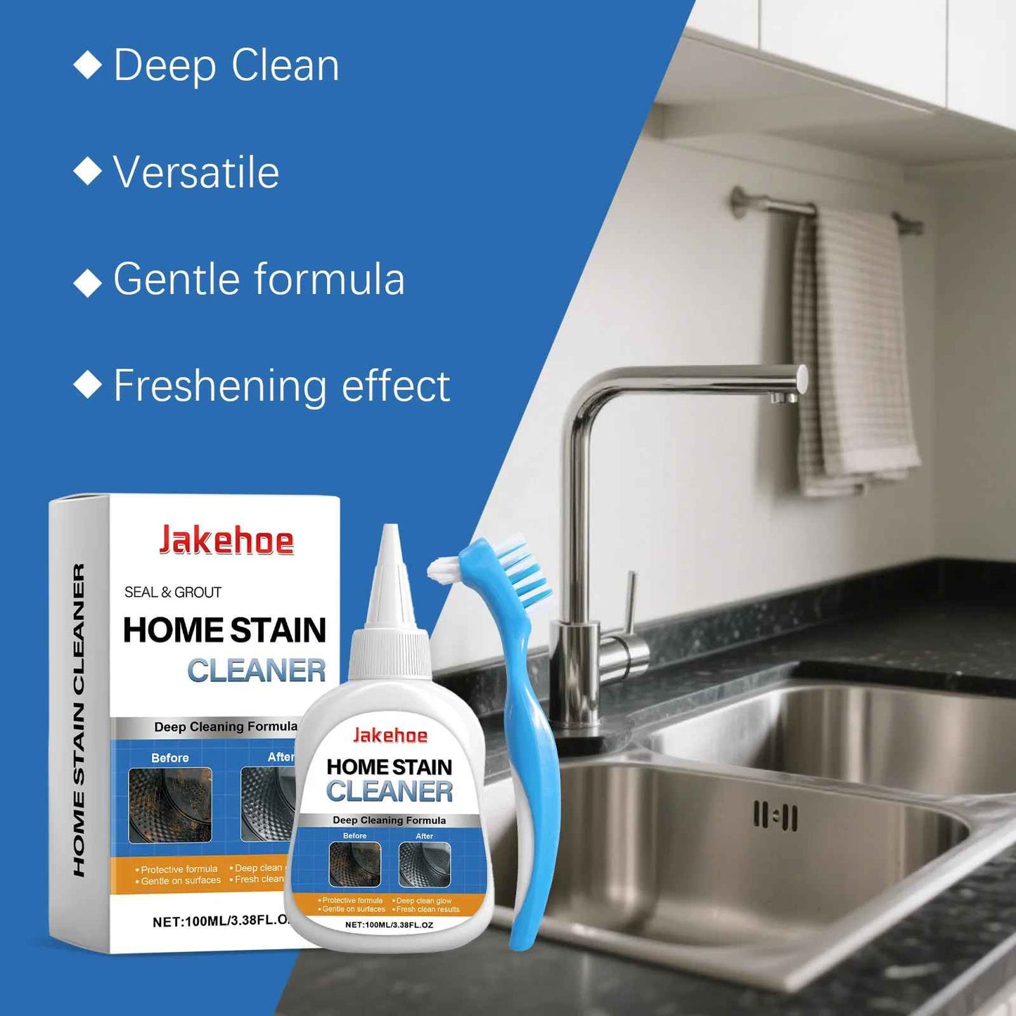 Cleaner Pro° StainSolution 1+1 GRATIS: Tung-Pligt Multi-Overflade Plet Løsning Med Skrubbe-Børste