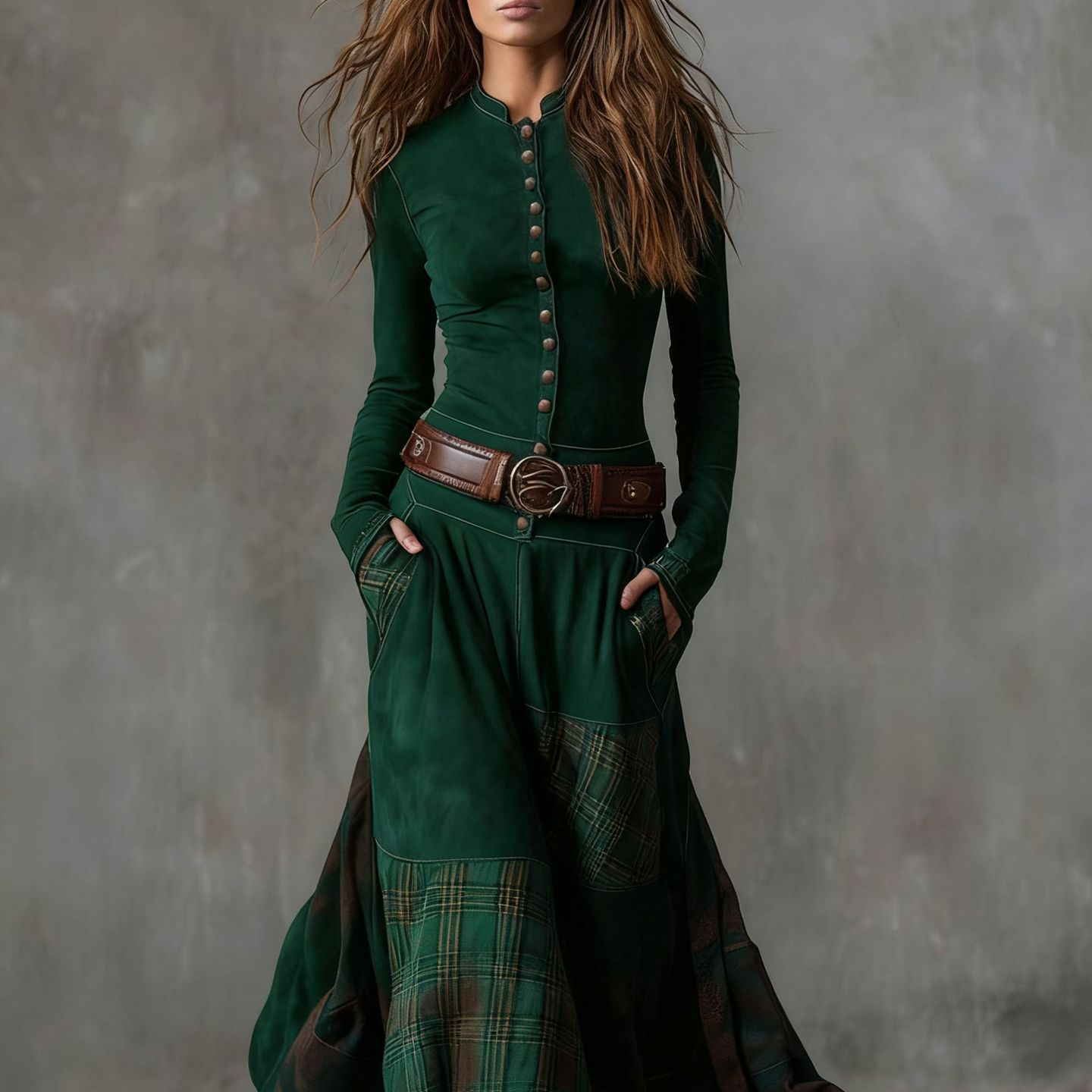 Icone™ ClassicDress: Luksus Retro Talje-Markerende Vintage Patchwork Klassisk Kjole
