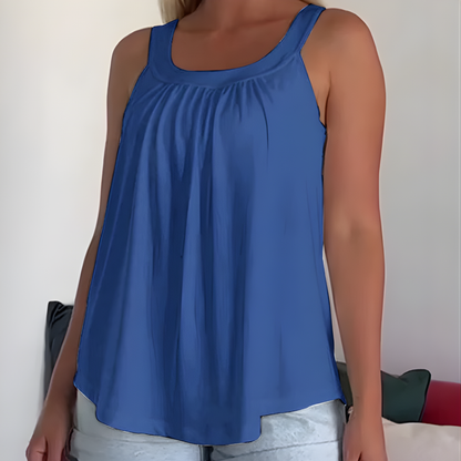 Icone™ SleevelessTop: Stilfuld Sommer Enkel Plisseret Tank Uden Ærmer Top