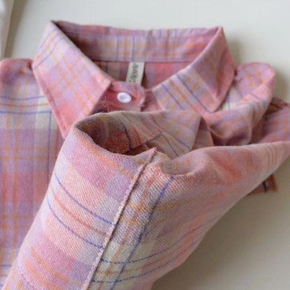 Icone™ CheckeredShirt: Stilfuld Tilfældig Pastel Lyserød Ternede Skjorte