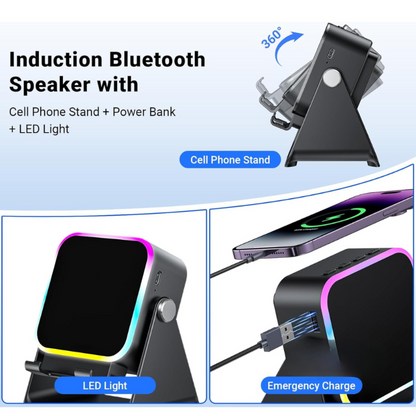 SoundCharge - Smart Bærbar Induktions Lyd Telefon Stand Oplader Og Højttaler