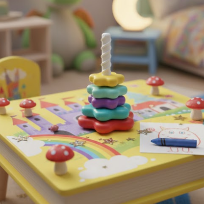 Kletshuts™ StackingToy: Regnbue Tårn Hjul Stableleke Sensorisk Læring
