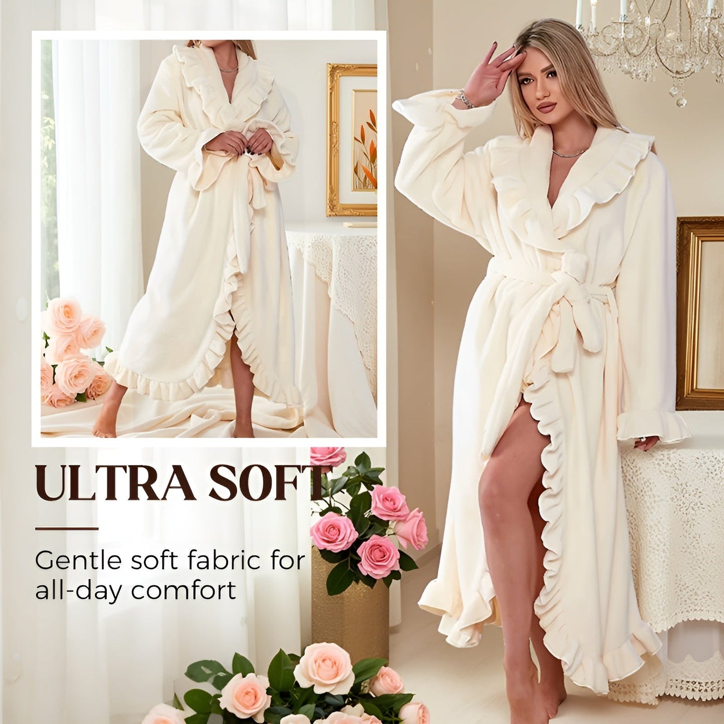 Icone™ ComfyRobe: Ultimativ Luksuriøs Hudvenlig Fluffy Komfortabel Morgenkåbe