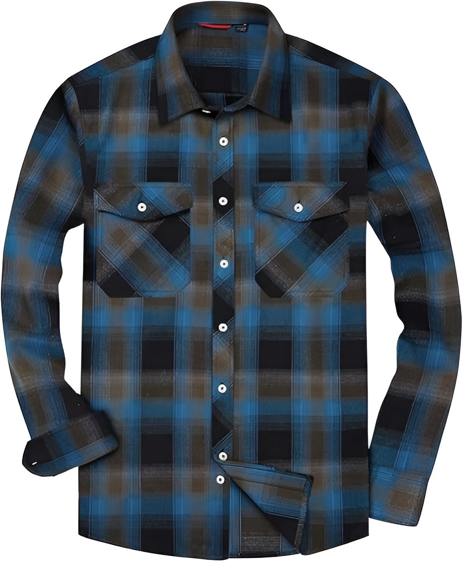 Icone™ CheckeredLongsleeves: Klassisk Avslappet Knapp Ned Rutete Langermet