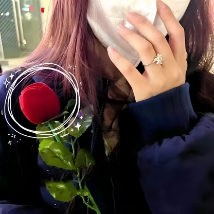 RingBox 1+1 GRATIS: Deluxe Romantisk Rød Rose Ringboks Holder