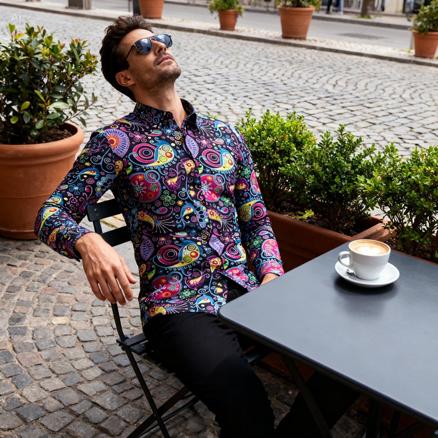 Icone™ RetroPolo: Disco Nat Mænds Langærmet Vintage Retro Polo