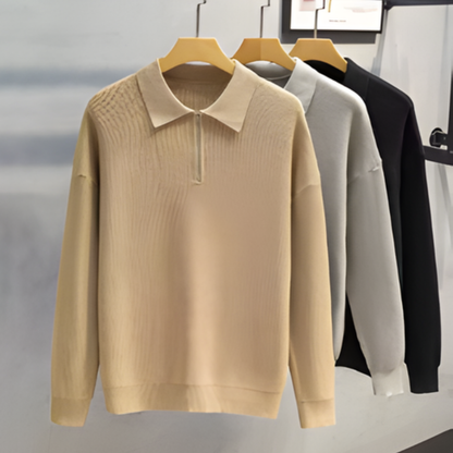 Icone™ PoloSweater: Afslappet Krave Strikket Polo Sweater