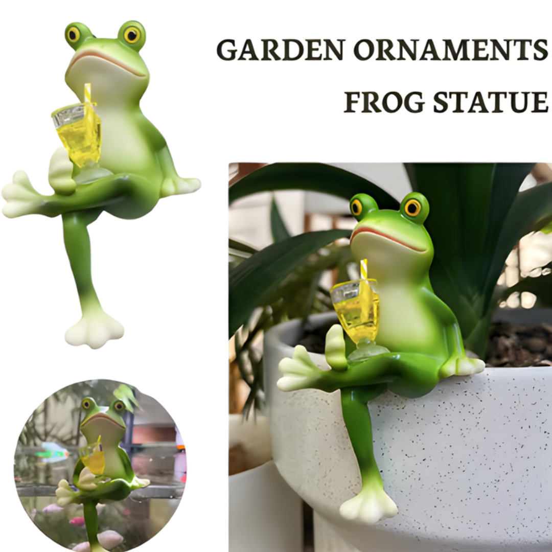 GardenOrnament: Søt Frosk Dekorasjon Hengende Pottekant Hagepynt