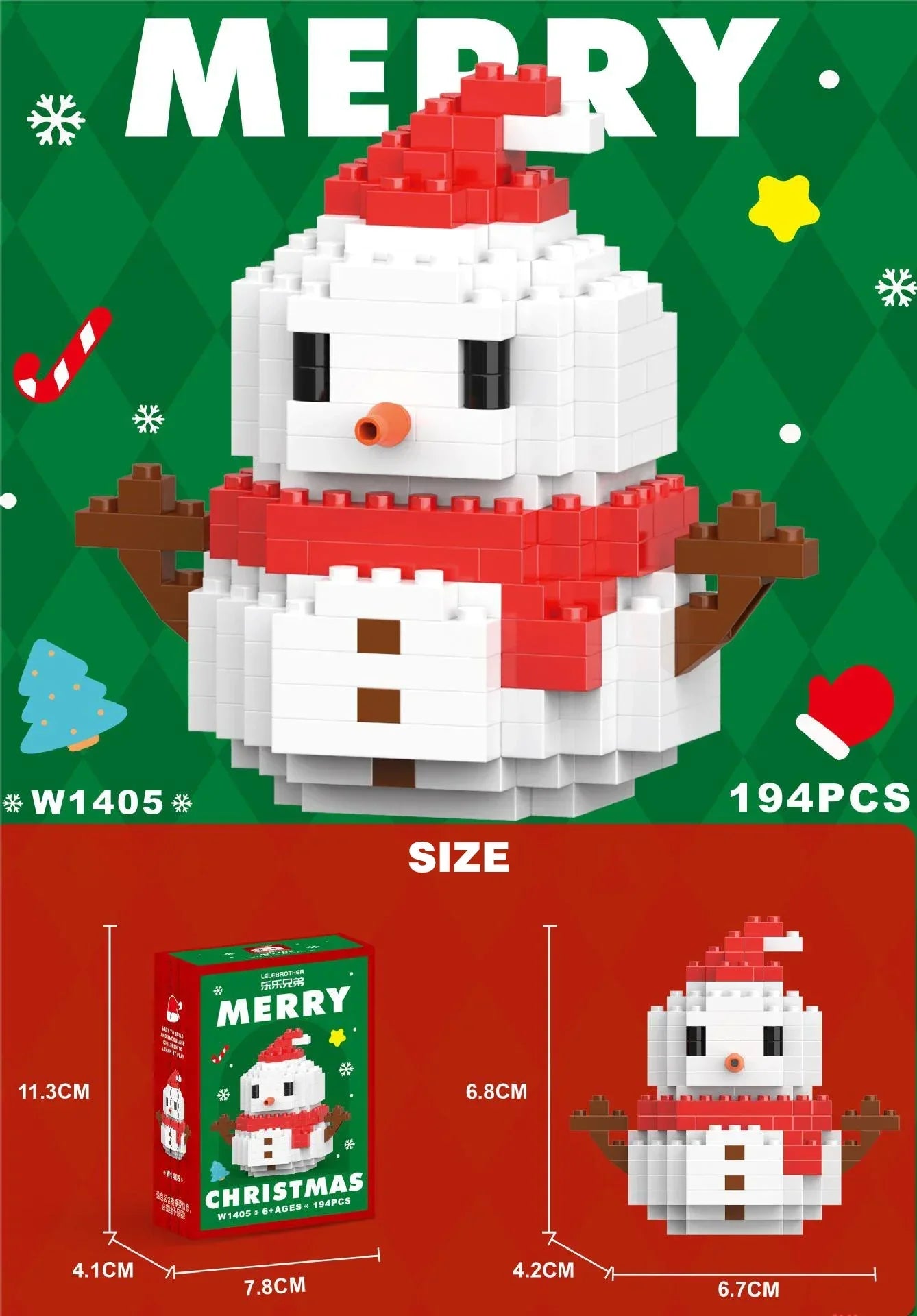 Kletshuts™ HolidayBlocks 1+1 GRATIS: Barn Kreative Mikro Byggeklosser Jul Høytidsutgave