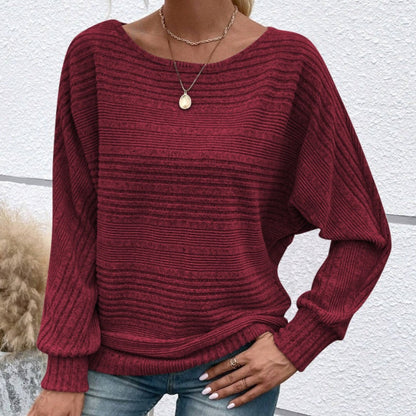 Icone™ CasualLongsleeves: Avslappet Passform Stilfull Stripet Flaggermusmønster Avslappet Langermet Topp