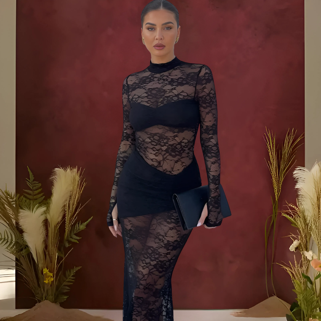 Icone™ LaceDress: Sexy Passform Komfortabel Rund Hals Blondekjole