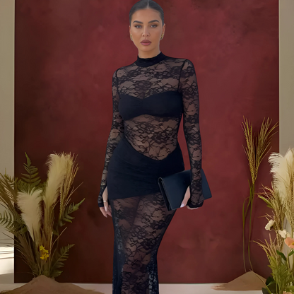 Icone™ LaceDress: Sexy Passform Komfortabel Rund Hals Blondekjole