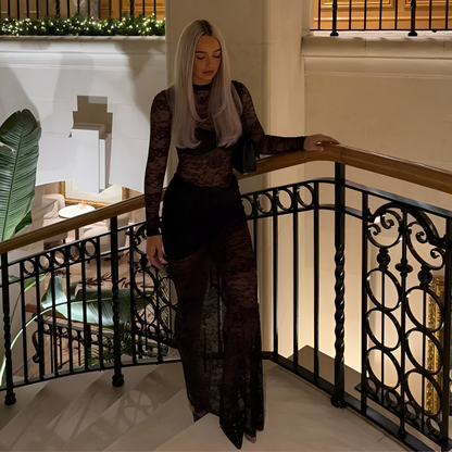Icone™ LaceDress: Sexy Passform Komfortabel Rund Hals Blondekjole