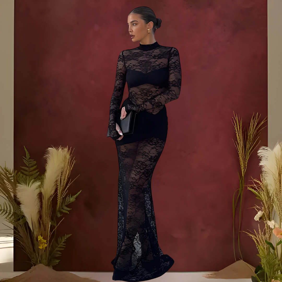 Icone™ LaceDress: Sexy Passform Komfortabel Rund Hals Blondekjole