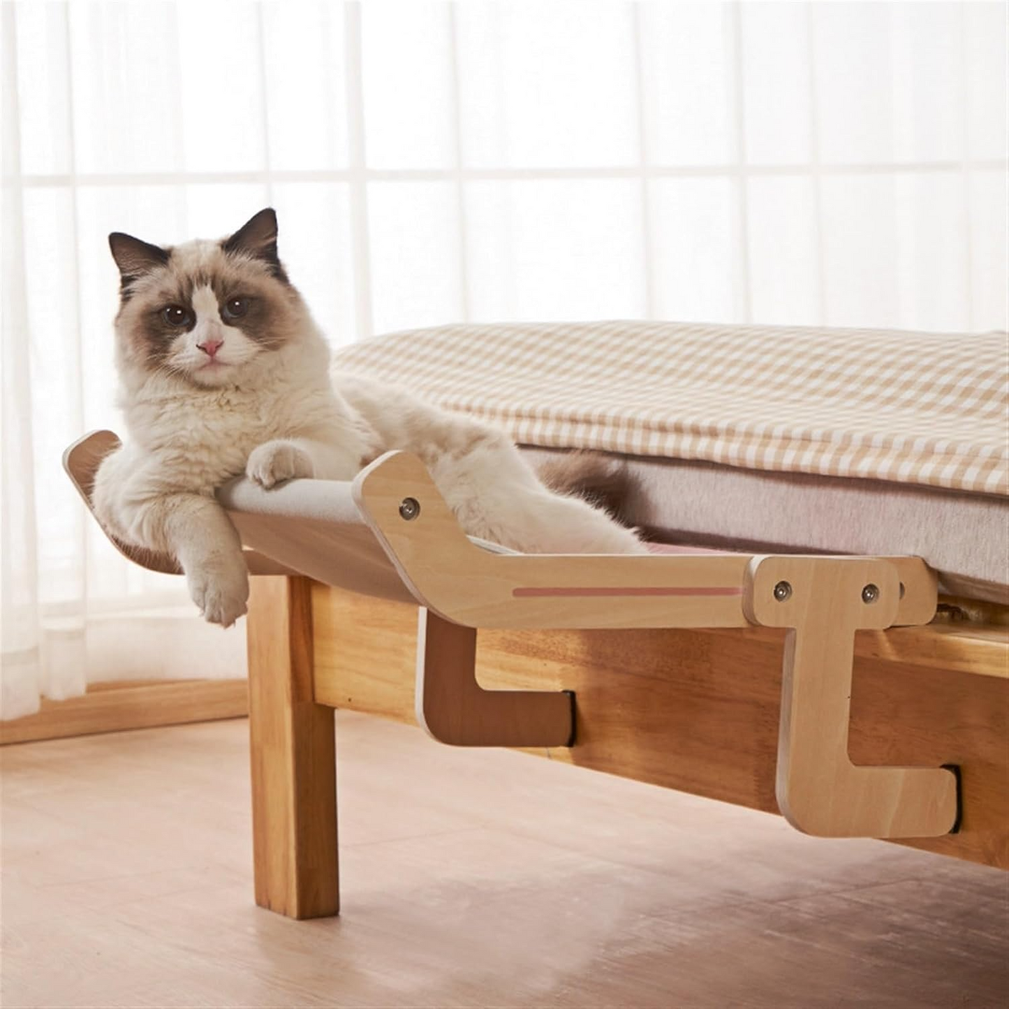 Catfri® HangingBed - Premium Justerbar Træ Kat Hængekøje Hængende Seng