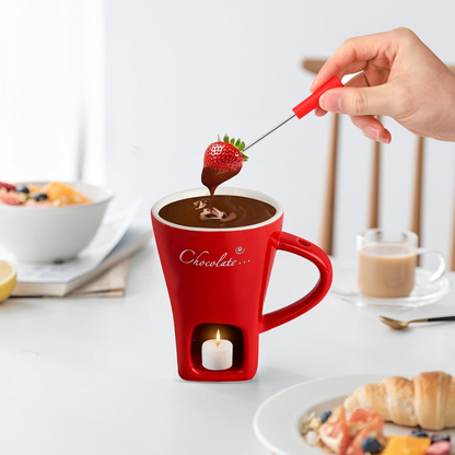 Globetrek° FondueMug – Keramisk Elegant Sjokoladefonduekrus Med Rører