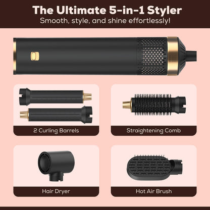 Rose® StylingBrush: 5-i-1 Utskiftbar Hårføner Og Stylingbørste