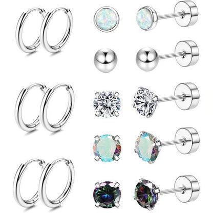 Jewelance™ StudEarrings: Minimalistisk Brusk Piercing Stud Øredobber Sett