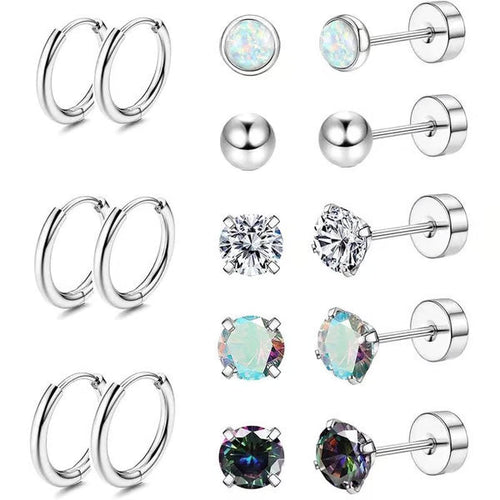 Jewelance™ StudEarrings: Minimalistisk Brusk Piercing Stud Øredobber Sett