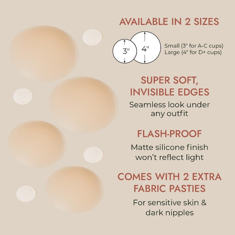 Icone™ NippleCover 1+1 GRATIS: Tynne, Matte Silikon-Klebende Brystvortedekkere