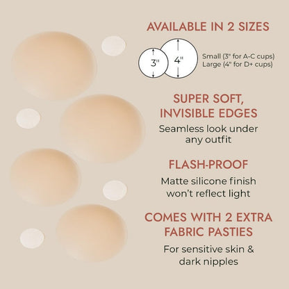 Icone™ NippleCover 1+1 GRATIS: Tynne, Matte Silikon-Klebende Brystvortedekkere
