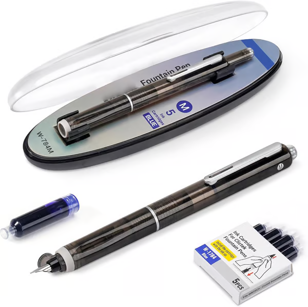 FountainPen - Uttrekkbar Og Gjenfyllbar Fyllepenn Med Blekkpatroner