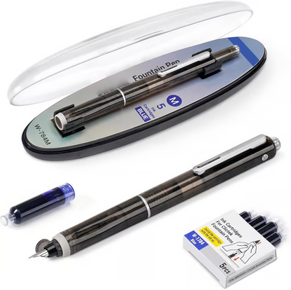 FountainPen - Uttrekkbar Og Gjenfyllbar Fyllepenn Med Blekkpatroner