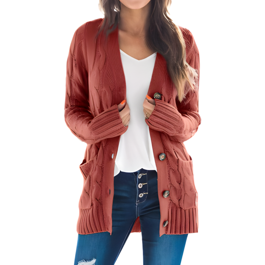 Icone™ KnittedCardigan: Dame Koselig Lang Strikket Cardigan